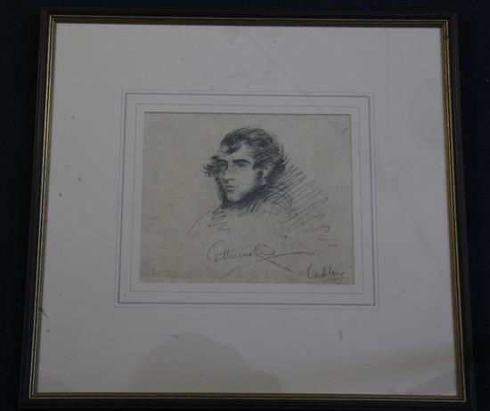 Octavius Oakley (1800-1867) Head study of George Cattermole 1800-1868 6.5 x 8in.